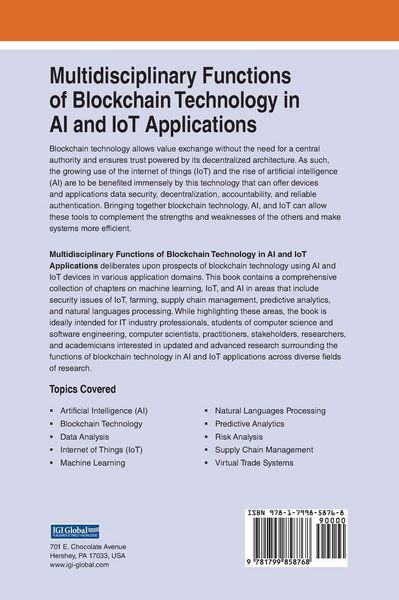 Produktbild: Multidisciplinary Functions of Blockchain Technology in AI and IoT Applications