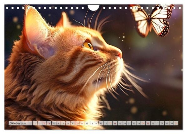 Produktbild: Die Katze und der Schmetterling (Wandkalender 2026 DIN A4 quer), CALVENDO Monatskalender