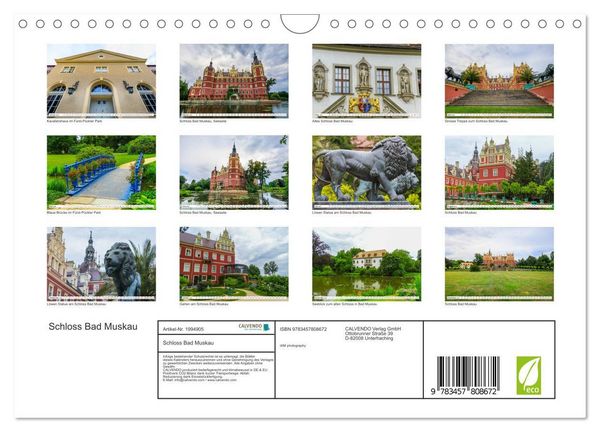 Produktbild: Schloss Bad Muskau (Wandkalender 2026 DIN A4 quer), CALVENDO Monatskalender