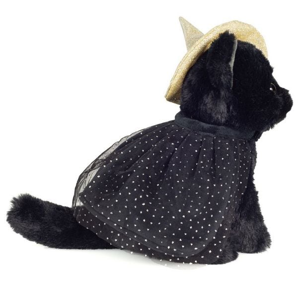 Produktbild: Teddy Hermann 94613 - Halloween Katze mit Hexenhut und Umhang, schwarz, Pl&uuml;sch, 20 cm