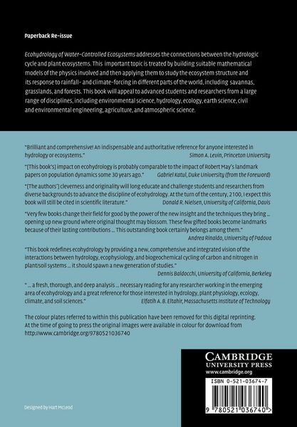 Produktbild: Ecohydrology of Water-Controlled Ecosystems