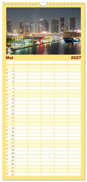 Produktbild: Familienplaner 2027 - Kunterbuntes Miami mit 5 Spalten (Wandkalender, 21 x 45 cm) CALVENDO