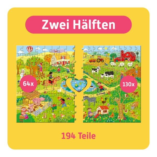 Produktbild: TEAMPUZZLE &ndash; Auf dem Bauernhof &ndash; 194 Teile &ndash; Kinderpuzzle mit gro&szlig;en & kleinen Teilen