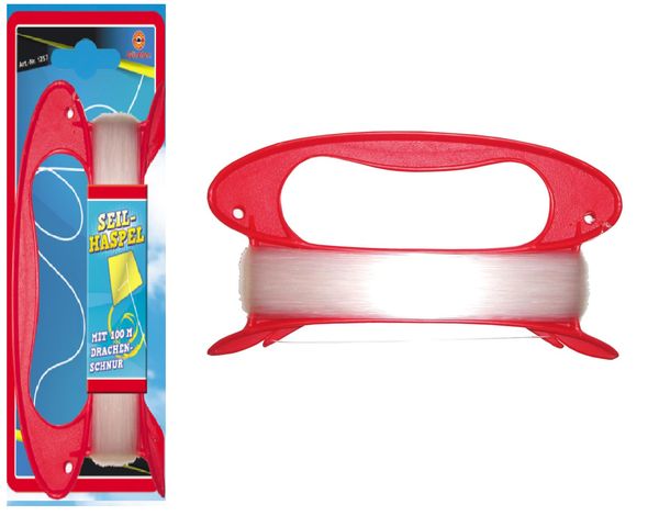 Paul Günther 1257 - Seilhaspel für Drachen mit ca. 100 m Drachenschnur, Reißfestigkeit 6 kp, Drachen-Zubehör