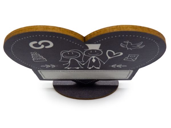 Produktbild: familiawedding 10 Tischkarten zur Hochzeit black doodle Herz-Design