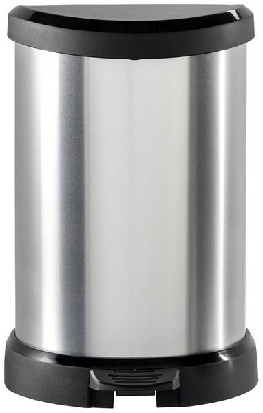 Produktbild: Curver DECO Bin 240568 M&uuml;lleimer 15l (B x H x T) 303 x 448 x 268mm Silber, Schwarz 1St.
