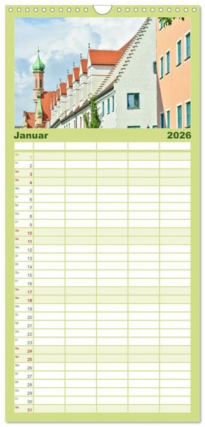Produktbild: Familienplaner 2026 - Romantisches Augsburg mit 5 Spalten (Wandkalender, 21 x 45 cm) CALVENDO