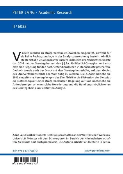 Produktbild: Der V-Manneinsatz durch Polizei und Verfassungsschutz