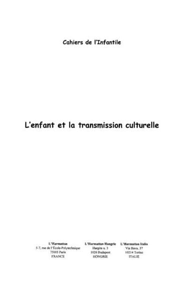 Produktbild: Enfant et la transmission culturelle