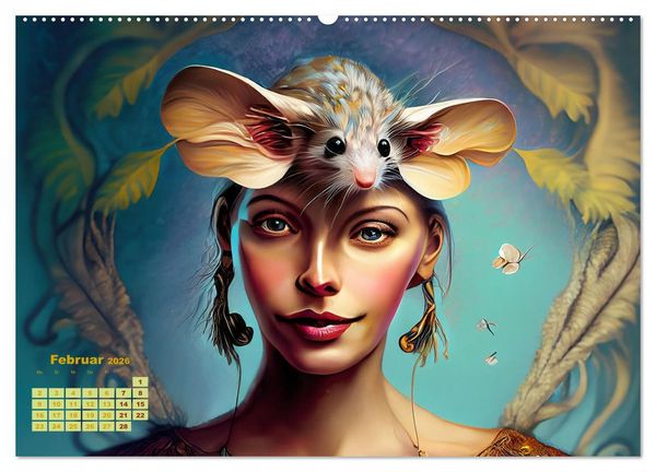 Produktbild: Fantasy Tier Frauen Portraits (Wandkalender 2026 DIN A2 quer), CALVENDO Monatskalender