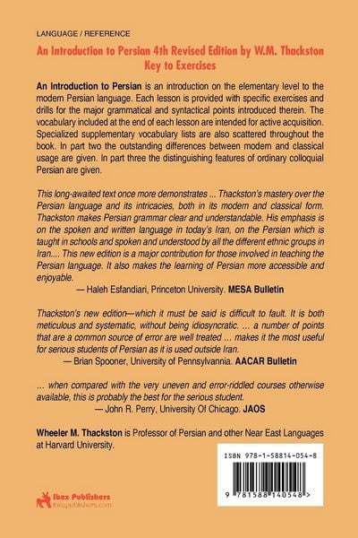 Produktbild: Introduction to Persian, Revised Fourth Edition, Key to Exercises