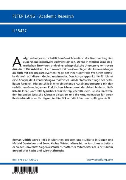Produktbild: Lizenzvertr&auml;ge und ihre Inhaltskontrolle im unternehmerischen Gesch&auml;ftsverkehr