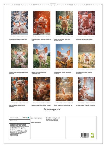 Produktbild: Schwein gehabt (Wandkalender 2026 DIN A2 hoch), CALVENDO Monatskalender