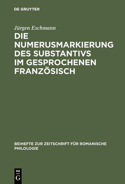 Produktbild: Die Numerusmarkierung des Substantivs im gesprochenen Franz&ouml;sisch