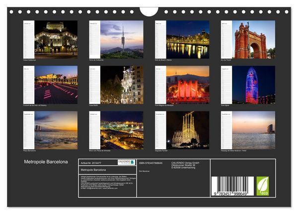 Produktbild: Metropole Barcelona (Wandkalender 2026 DIN A4 quer), CALVENDO Monatskalender