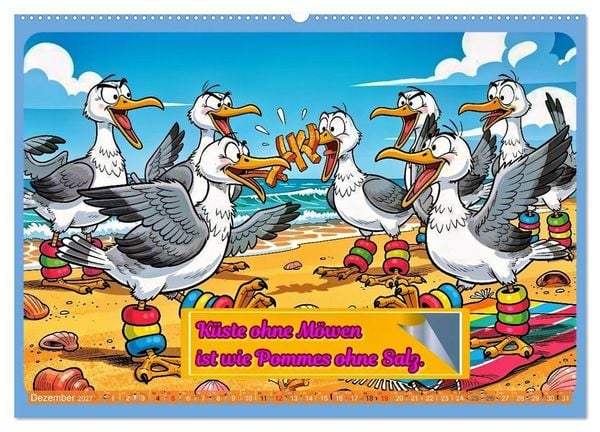 Produktbild: Lustige M&ouml;wen von der K&uuml;ste (hochwertiger Premium Wandkalender 2027 DIN A2 quer), Kunstdruck in Hochglanz