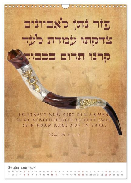Produktbild: Psalmen Tehilim Hebr&auml;isch - Deutsch (Wandkalender 2026 DIN A3 hoch), CALVENDO Monatskalender