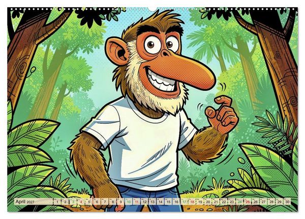 Produktbild: Lustige Nasenaffen - Comic (hochwertiger Premium Wandkalender 2027 DIN A2 quer), Kunstdruck in Hochglanz