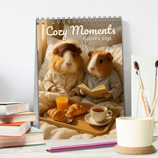 Produktbild: Guinea Pigs Cozy Moments (Desk Calendar 2027 DIN A5 portrait), CALVENDO 12 Month DeskCalendar