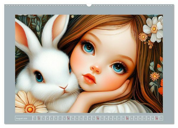 Produktbild: Vertr&auml;umte M&auml;dchen. Tiere, Blumen, Liebe. (hochwertiger Premium Wandkalender 2026 DIN A2 quer), Kunstdruck in Hochglanz