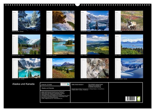 Produktbild: Alaska und Kanada (Wandkalender 2026 DIN A2 quer), CALVENDO Monatskalender