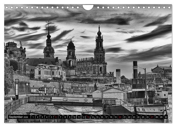 Produktbild: Dresden Faszination Schwarz Weiss (Wandkalender 2026 DIN A4 quer), CALVENDO Monatskalender
