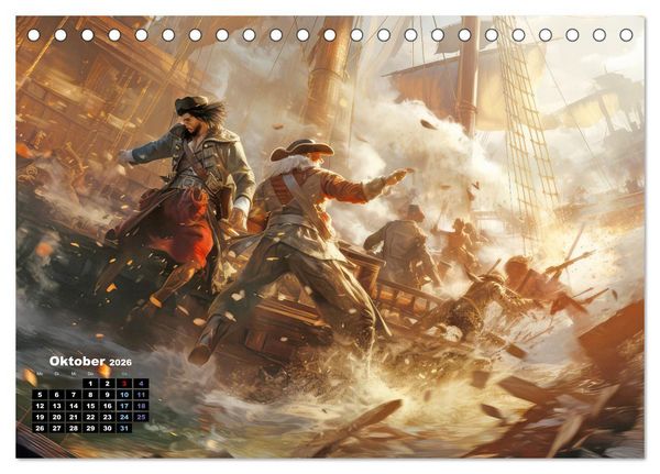 Produktbild: Piraten - Eine unsterbliche Faszination (Tischkalender 2026 DIN A5 quer), CALVENDO Monatskalender