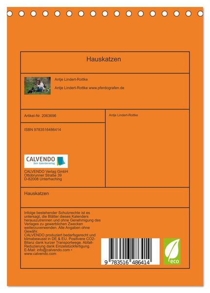 Produktbild: Hauskatzen (Tischkalender 2026 DIN A5 hoch), CALVENDO Monatskalender