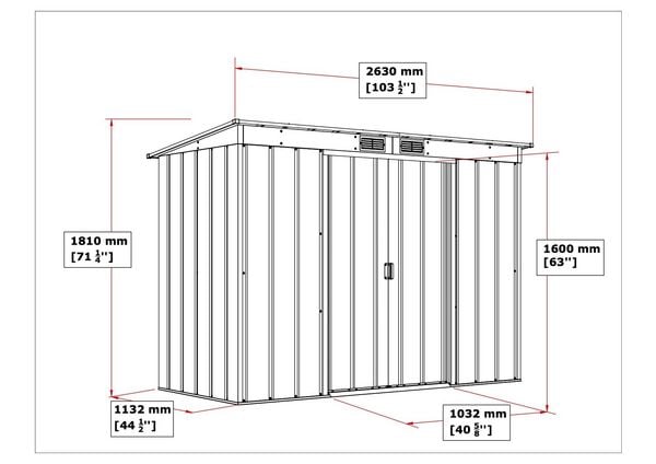 Produktbild: Metall Ger&auml;tehaus 263x113 Gartenhaus Schiebet&uuml;r