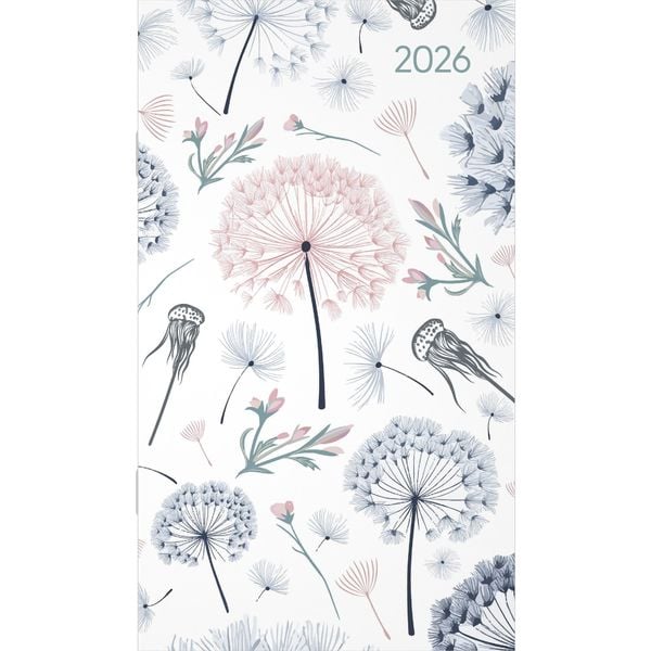 Miniplaner Style Pusteblumen 2026 - Taschen-Kalender 9x15 cm - Weekly - 64 Seiten - 1 Seite 1 Woche - Notiz-Heft - Alpha Edition
