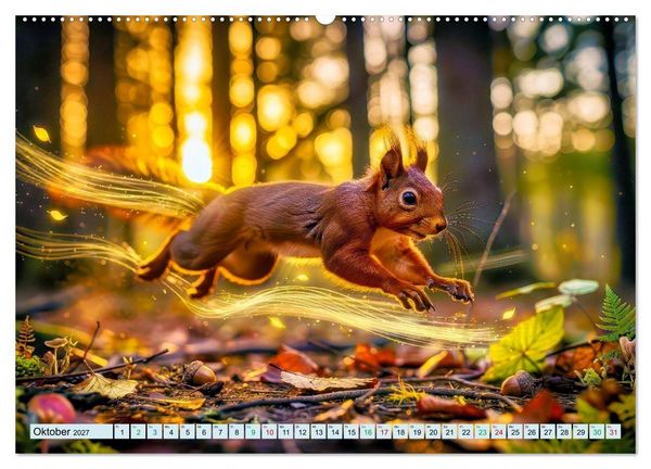 Produktbild: M&auml;rchenhafte Eichh&ouml;rnchen (hochwertiger Premium Wandkalender 2027 DIN A2 quer), Kunstdruck in Hochglanz