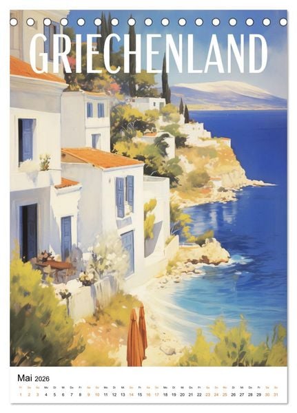 Produktbild: Reise in die 50er Jahre. Vintage Travel Poster. (Tischkalender 2026 DIN A5 hoch), CALVENDO Monatskalender