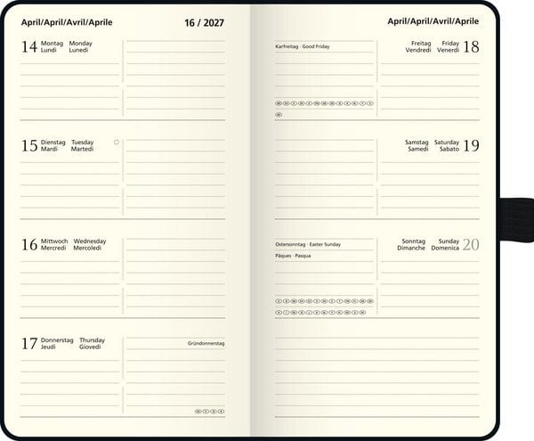 Produktbild: BRUNNEN 1075666907 Taschenkalender Kompagnon Mod. 756 66 2027 A6, Kunststoff, schwarz