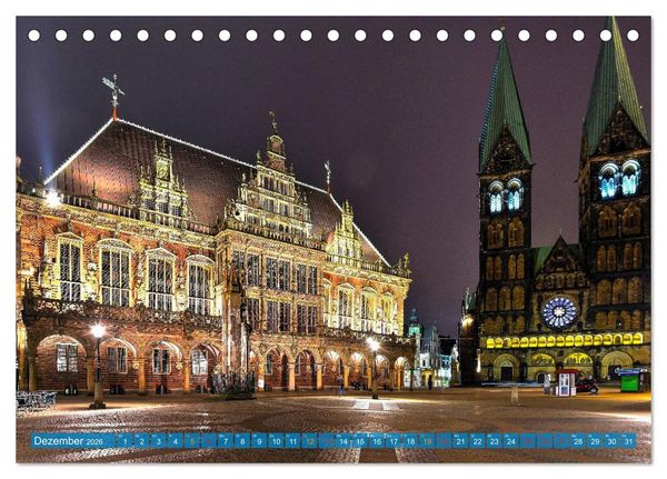 Produktbild: Hansestadt Bremen zur blauen Stunde (Tischkalender 2026 DIN A5 quer), CALVENDO Monatskalender