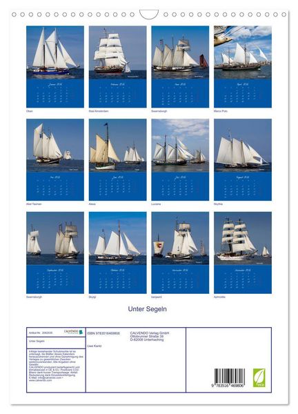 Produktbild: Unter Segeln (Wandkalender 2026 DIN A3 hoch), CALVENDO Monatskalender