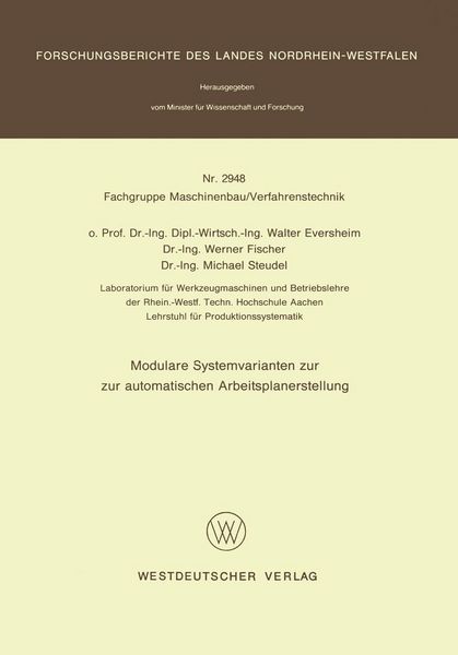 Produktbild: Modulare Systemvarianten zur automatischen Arbeitsplanerstellung