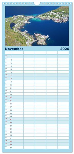 Produktbild: Familienplaner 2026 - Norwegen - Unterwegs auf den Lofoten mit 5 Spalten (Wandkalender, 21 x 45 cm) CALVENDO