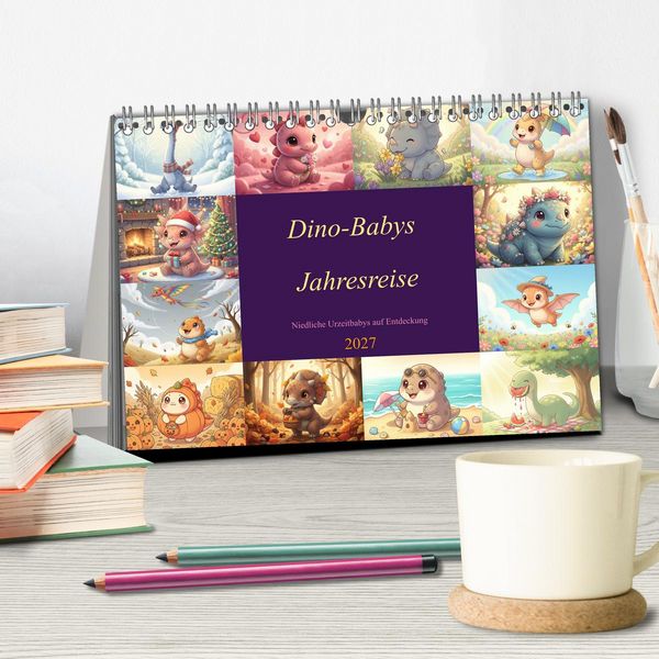 Produktbild: Dino-Babys Jahresreise (Tischkalender 2027 DIN A5 quer), CALVENDO Monatskalender