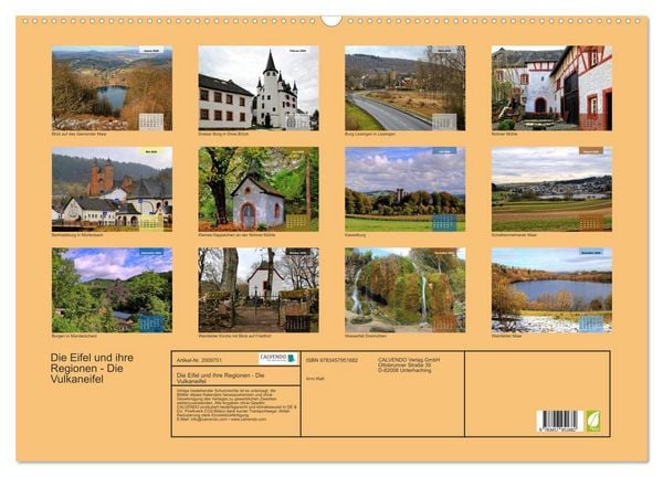 Produktbild: Die Eifel und ihre Regionen - Die Vulkaneifel (Wandkalender 2026 DIN A2 quer), CALVENDO Monatskalender