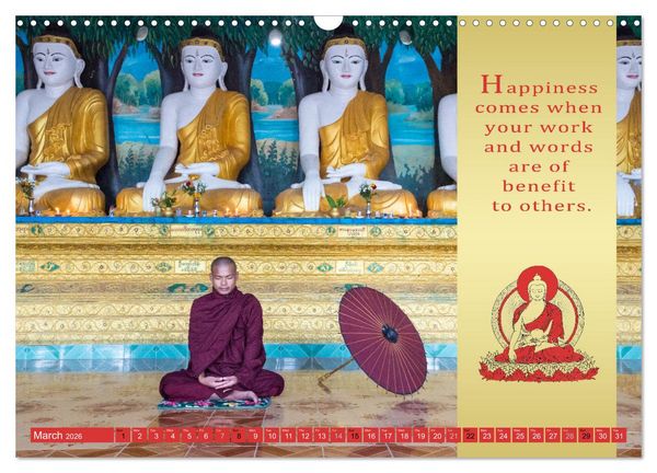 Produktbild: BUDDHIST WISDOMS - THE RED UMBRELLA (Wall Calendar 2026 DIN A3 landscape), CALVENDO 12 Month Wall Calendar