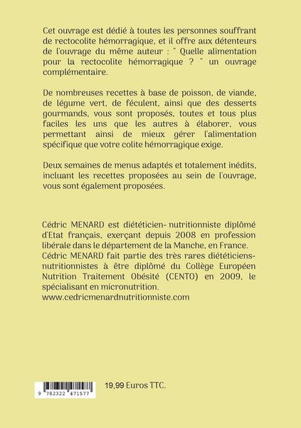 Produktbild: Mes recettes faciles pour la rectocolite h&eacute;morragique.