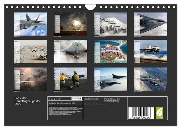 Produktbild: Luftwaffe. Kampfflugzeuge der USA (Wandkalender 2026 DIN A4 quer), CALVENDO Monatskalender