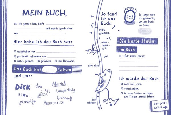 Produktbild: Das Buch-Buch - Steckbriefe f&uuml;r deine Lieblingsb&uuml;cher &ndash; witzige Foto-Challenges &ndash; alle m&ouml;glichen Sachen mit B&uuml;chern machen