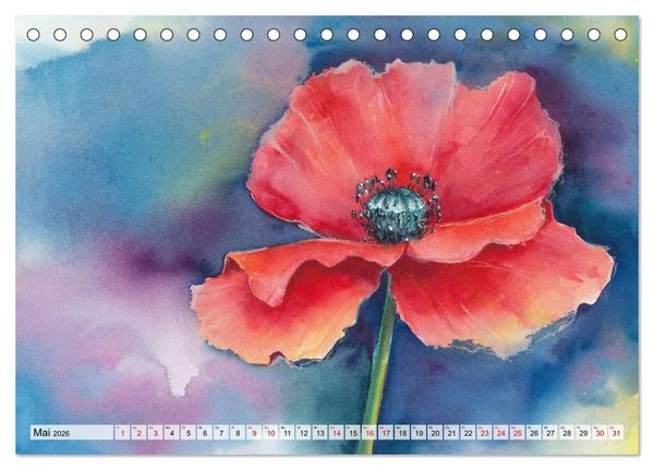 Produktbild: Blumenaquarelle aus der N&auml;he (Tischkalender 2026 DIN A5 quer), CALVENDO Monatskalender
