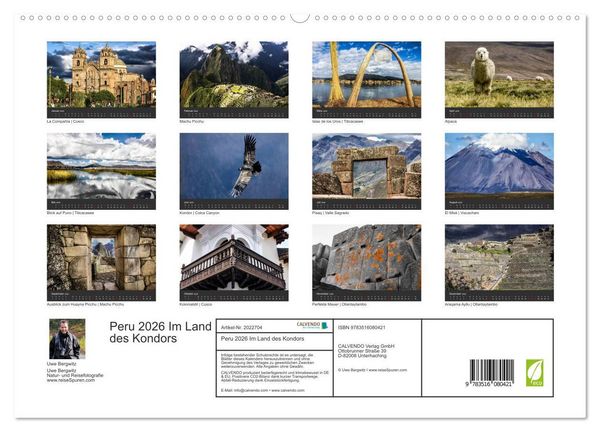 Produktbild: Peru 2026 Im Land des Kondors (hochwertiger Premium Wandkalender 2026 DIN A2 quer), Kunstdruck in Hochglanz