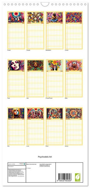Produktbild: Familienplaner 2026 - Psychodelic Art mit 5 Spalten (Wandkalender, 21 x 45 cm) CALVENDO