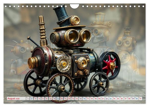 Produktbild: Mechanische Wunderwelten - Ein Jahr mit Steampunk Toys (Wandkalender 2026 DIN A4 quer), CALVENDO Monatskalender
