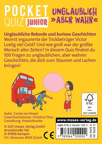 Produktbild: Pocket Quiz junior Unglaublich, aber wahr