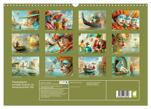 Produktbild: Theatralische surreale Szenen im venezianischen Stil (Wandkalender 2026 DIN A3 quer), CALVENDO Monatskalender