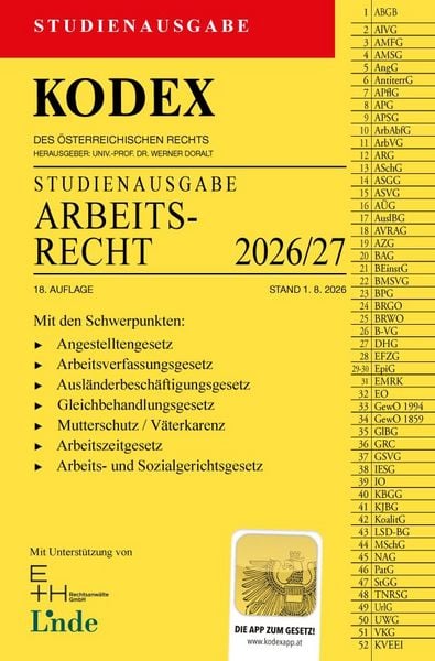 Produktbild: KODEX Studienausgabe Arbeitsrecht 2026/27